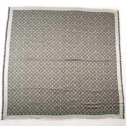 Louis Vuitton Wool Silk Monogram Denim Shawl Black 3 of 5