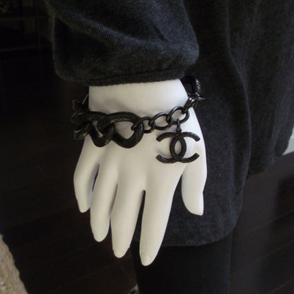 Chanel Black Metal Chain Bracelet CC 2 of 4
