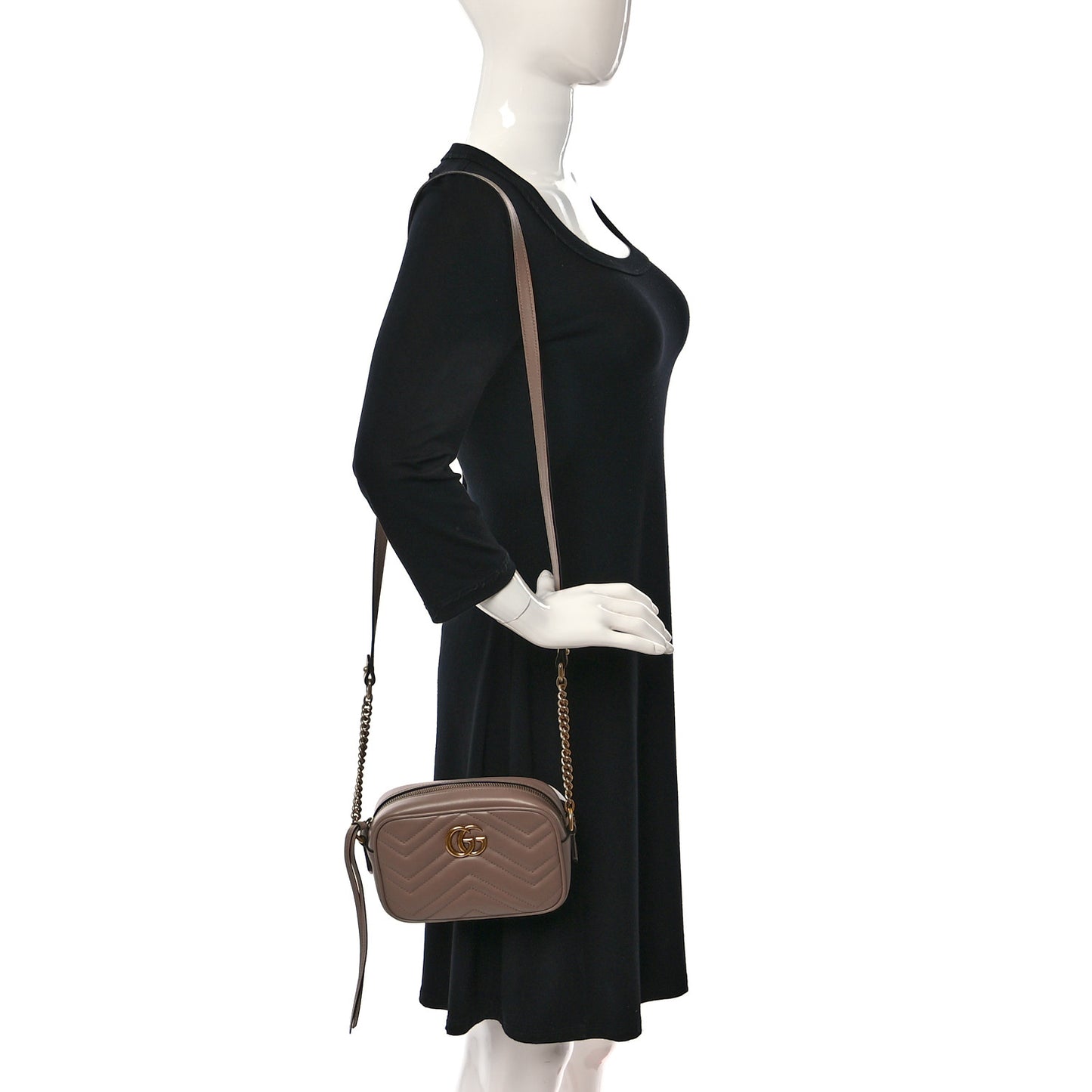Calfskin Matelasse Mini GG Marmont Chain Shoulder Bag Porcelain Rose