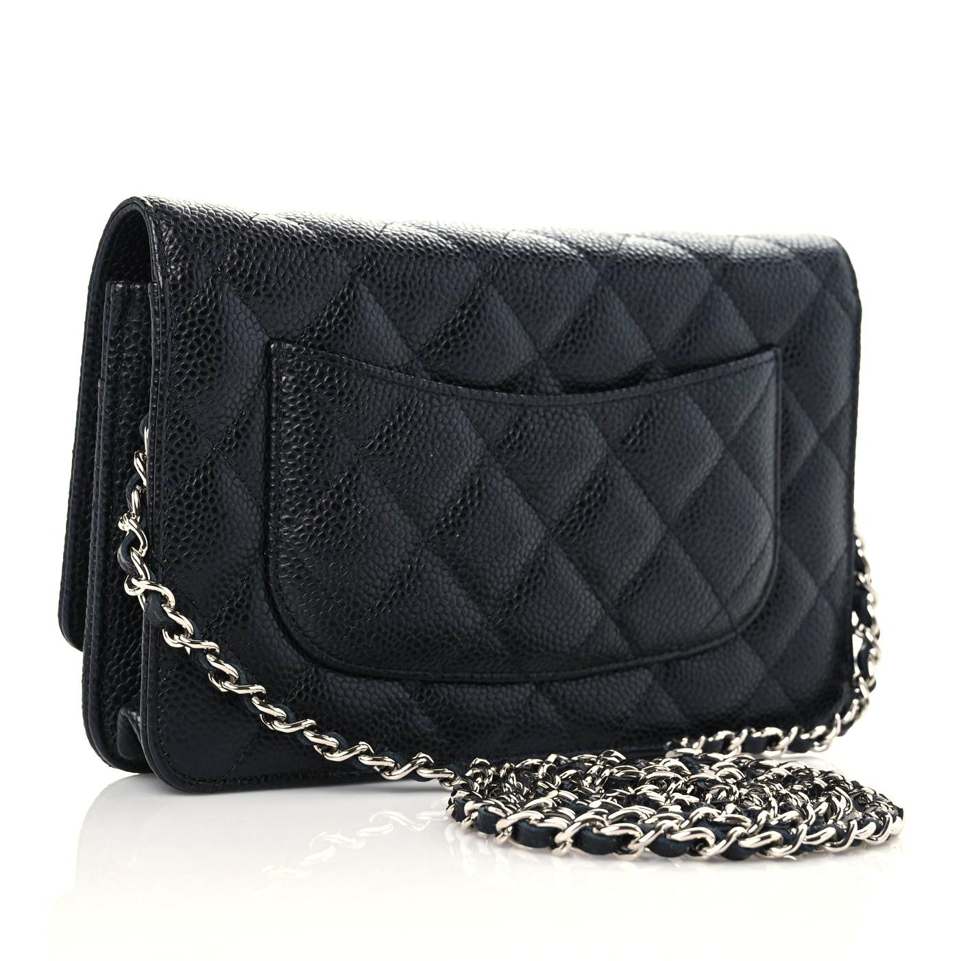 Caviar Quilted Wallet On Chain WOC Black