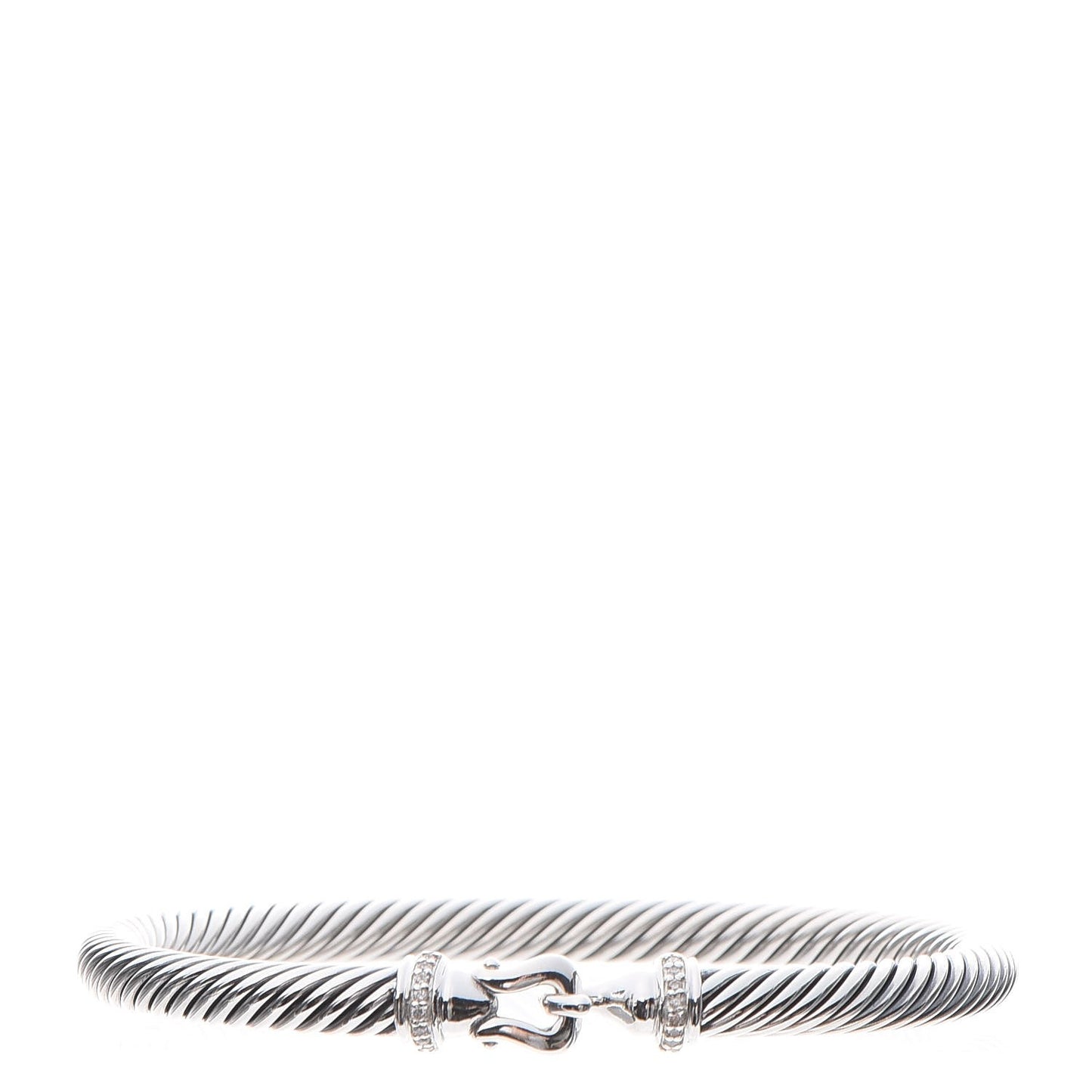 Sterling Silver Diamond 5mm Cable Buckle Bracelet