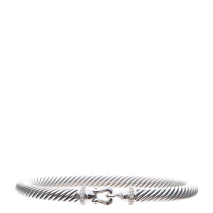 David Yurman Sterling Silver Diamond 5mm Cable Buckle Bracelet 1 of 4