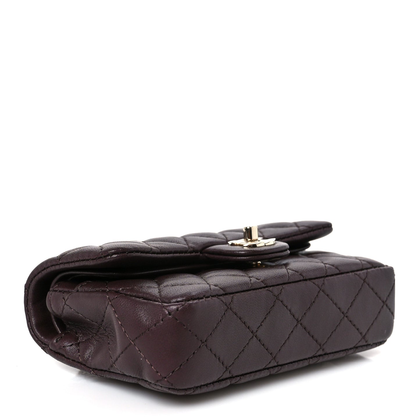 Lambskin Quilted Mini Double Flap With Hook Dark Brown