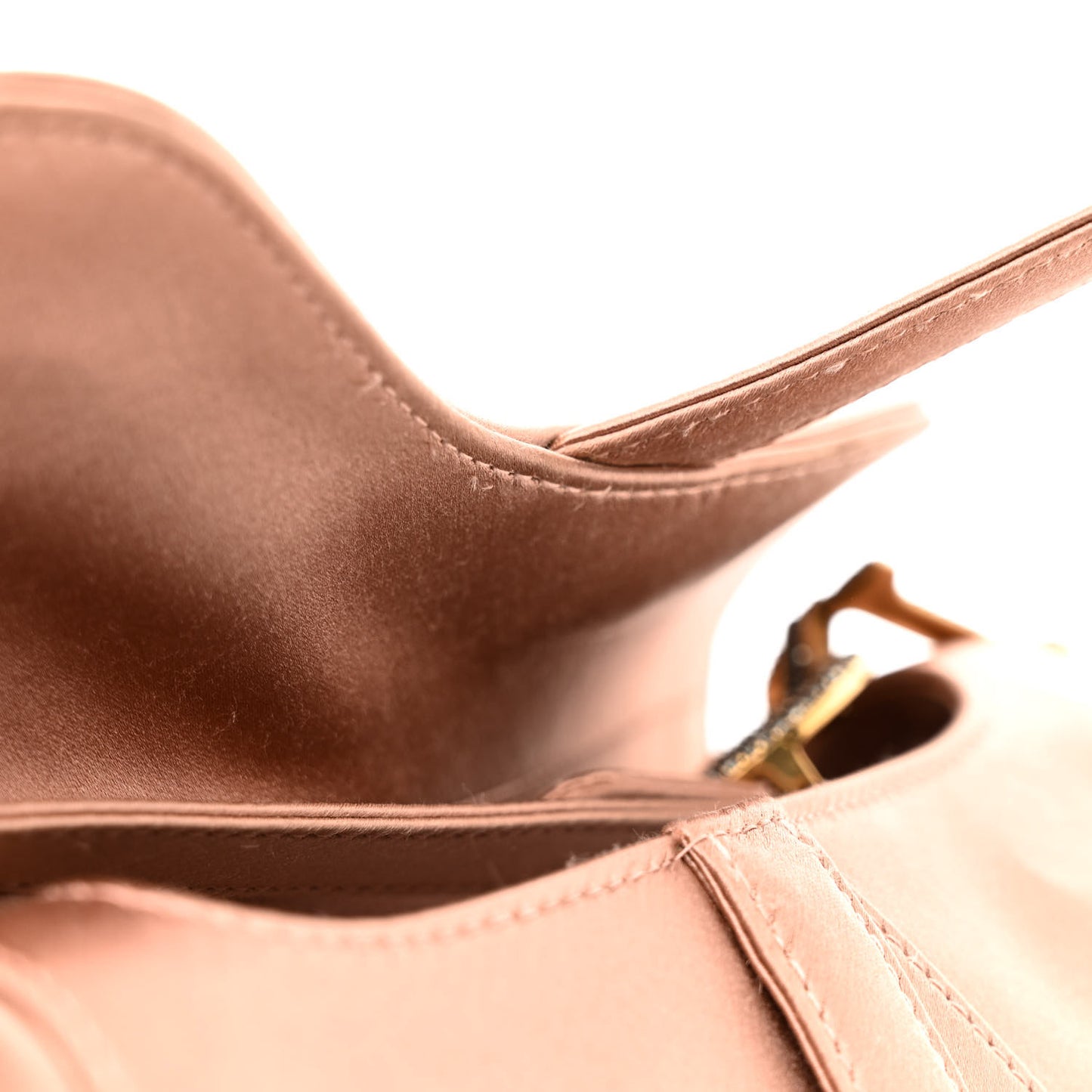 Satin Crystal Mini Saddle Bag Powder Beige