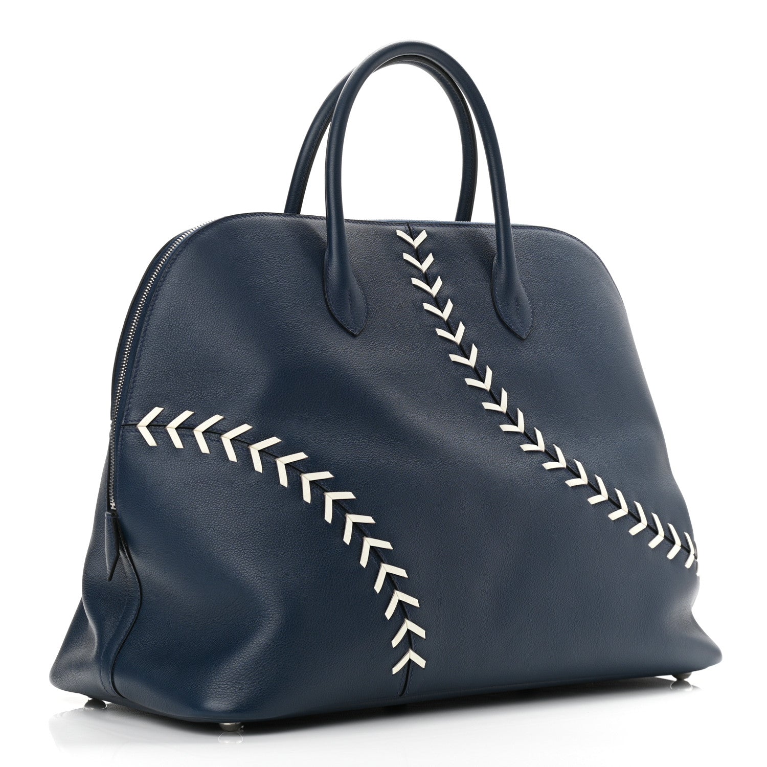 Hermes Evercolor 1923 Bolide 45 Baseball Bag Bleu De Malte Blanc 4 of 13