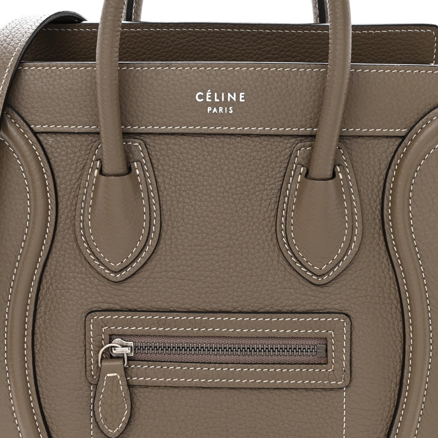 Celine Drummed Calfskin Nano Luggage Souris 8 of 12