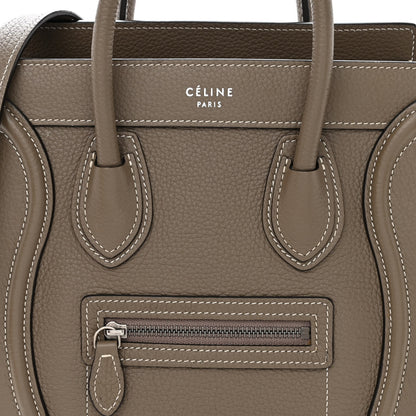 Celine Drummed Calfskin Nano Luggage Souris 8 of 12