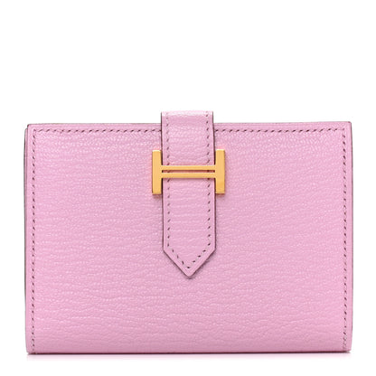 Hermes Chevre Mysore Bearn Card Holder Wallet Mauve Sylvestre 1 of 7