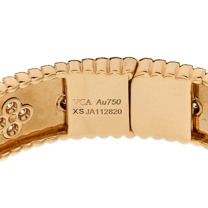 Van Cleef & Arpels 18K Yellow Gold Diamond Perlee Clovers Bangle Bracelet XS 3 of 4