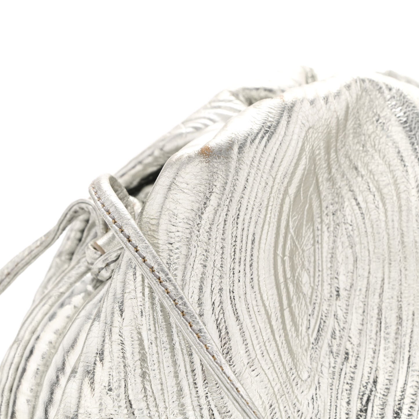 Metallic Bark Calfskin The Mini Pouch Silver