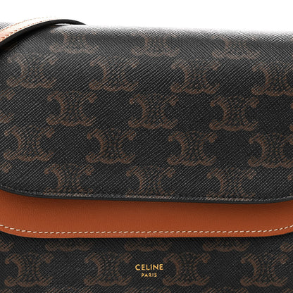 Celine Triomphe Canvas Lambskin Wallet On Strap Tan 9 of 13