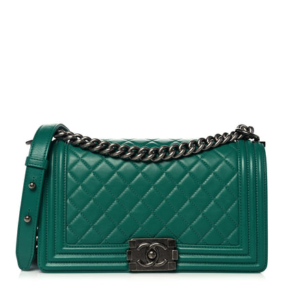 Chanel Lambskin Quilted Medium Boy Flap Green 1 of 12