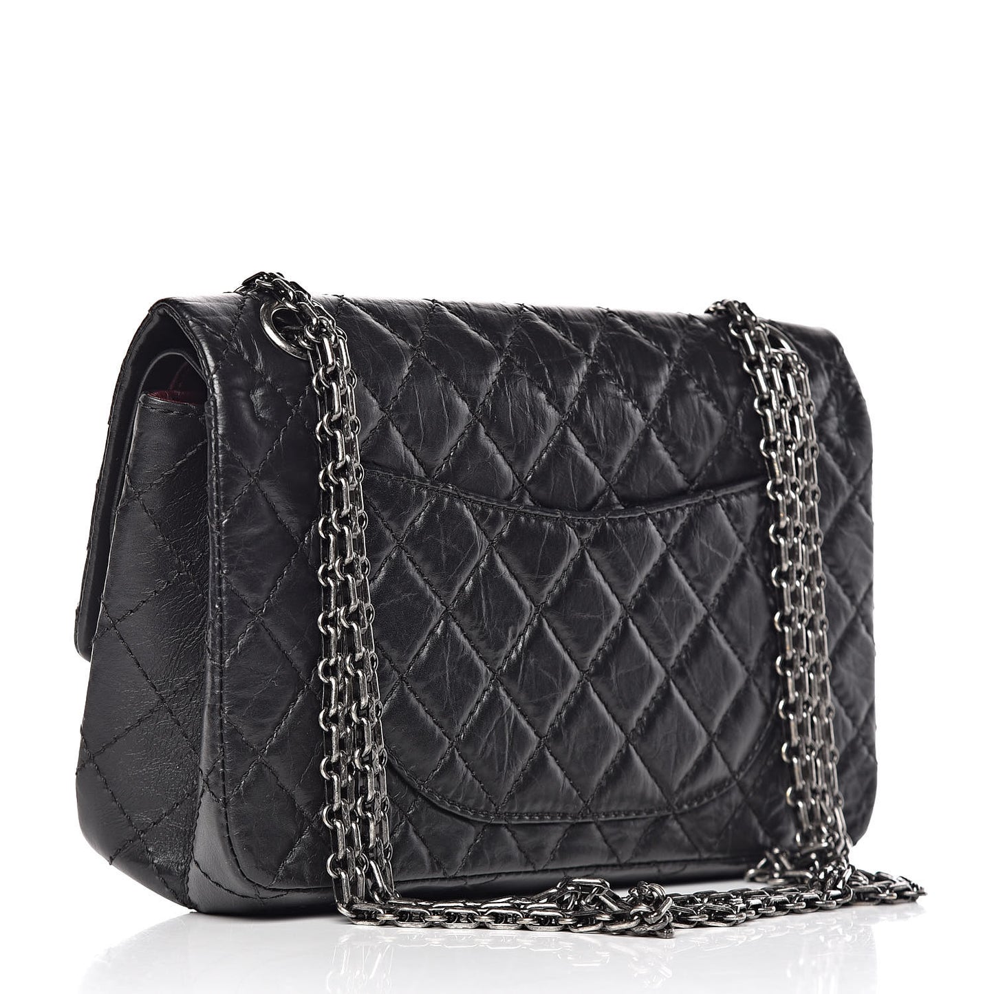 Aged Calfskin Quilted 2.55 Reissue 225 Flap Black
