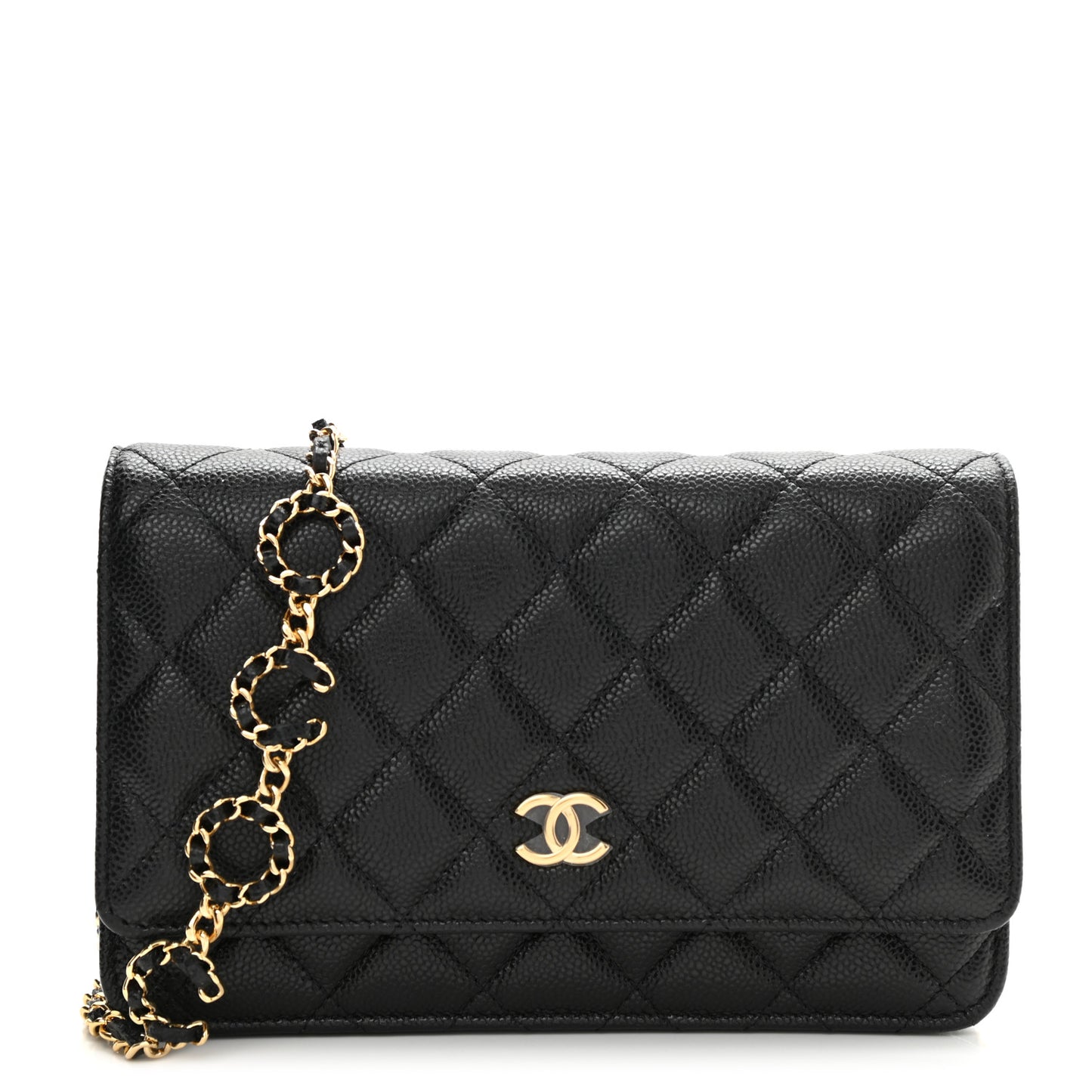 Caviar Quilted Miss Coco Wallet On Chain WOC Black