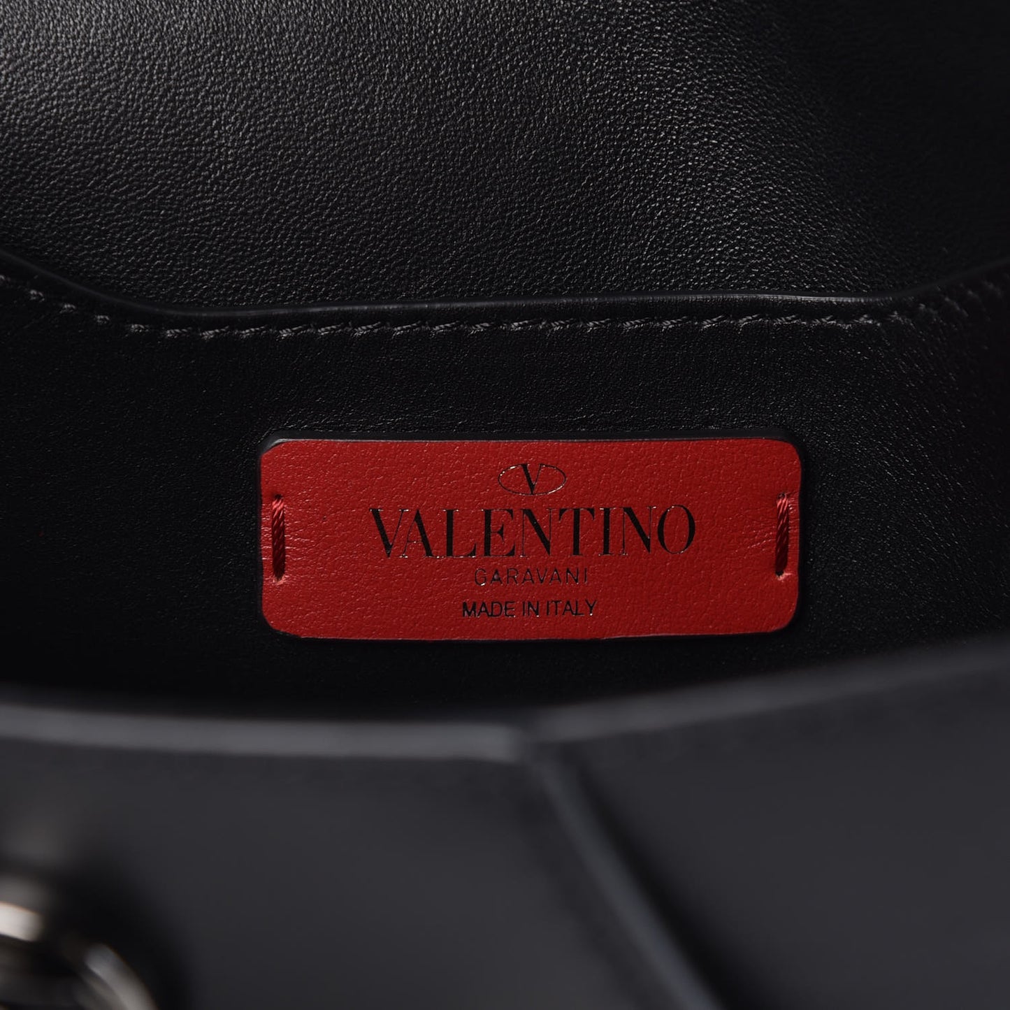 Calfskin V Rivet Chain Clutch Black