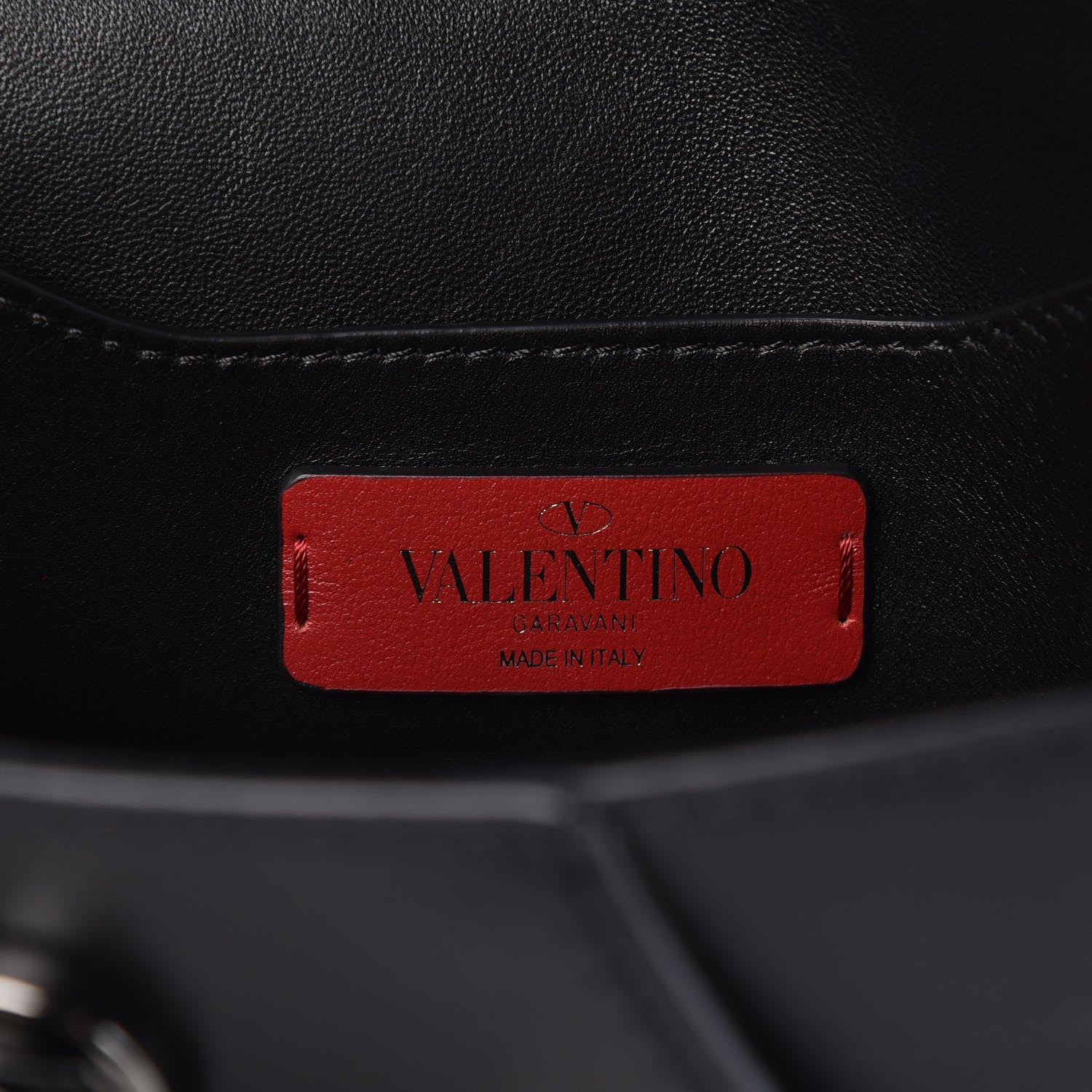 Valentino Garavani Calfskin V Rivet Chain Clutch Black 6 of 9