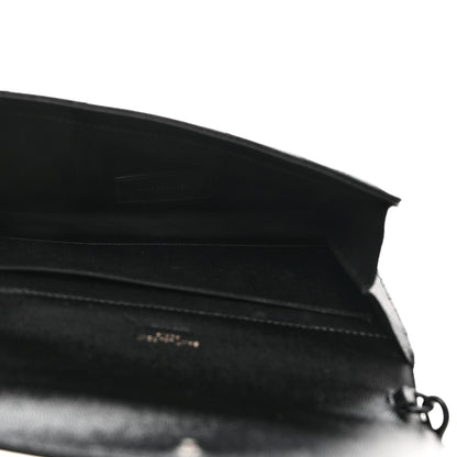 Saint Laurent Grain De Poudre Matelasse Chevron Monogram Monochrome Envelope Clutch Black 5 of 7