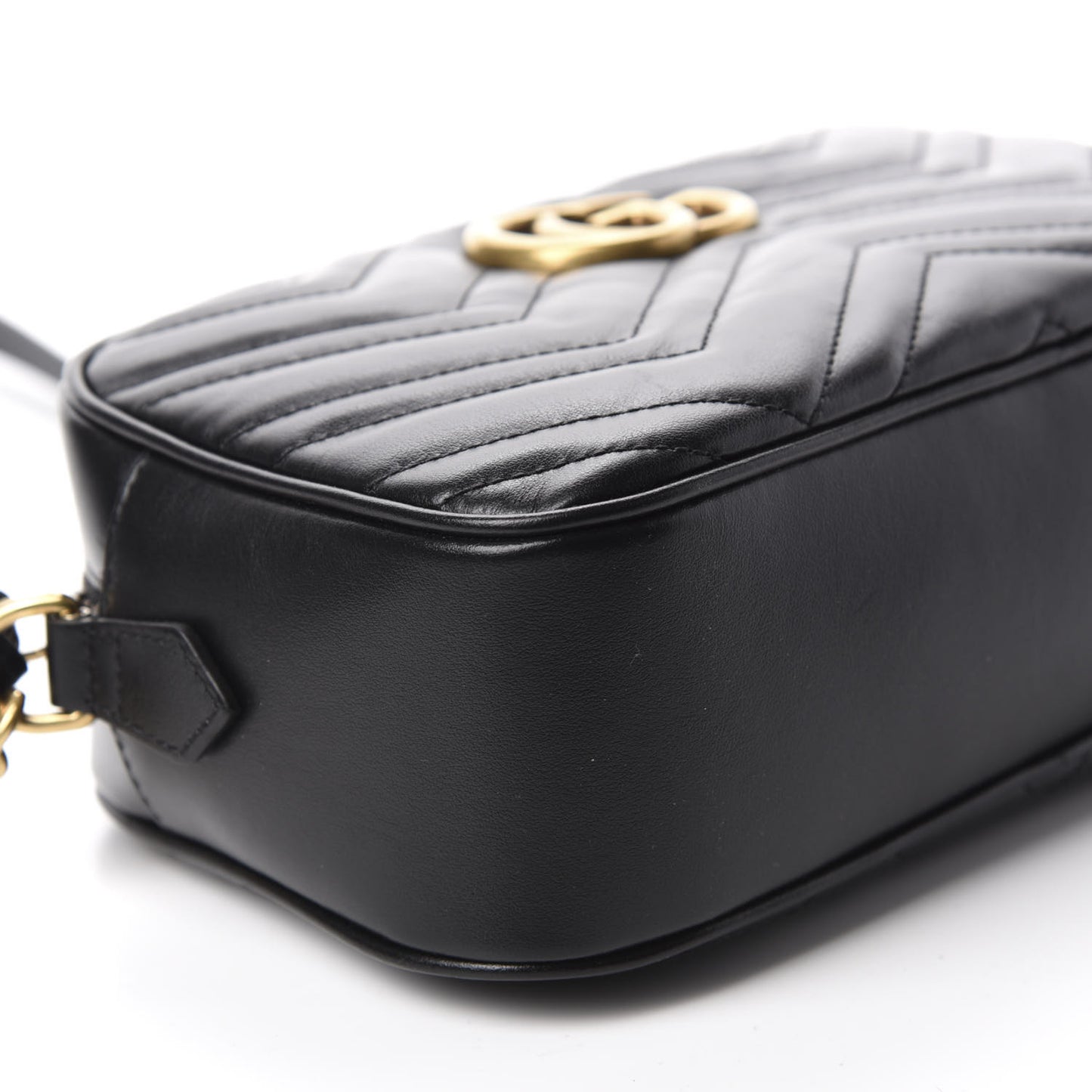 Calfskin Matelasse Small GG Marmont Chain Shoulder Bag Black