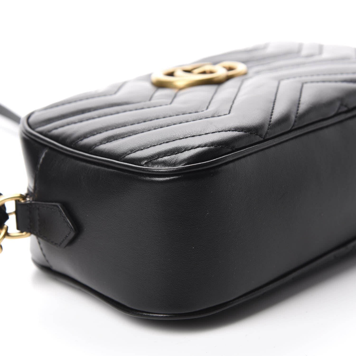Gucci Calfskin Matelasse Small GG Marmont Chain Shoulder Bag Black 6 of 10