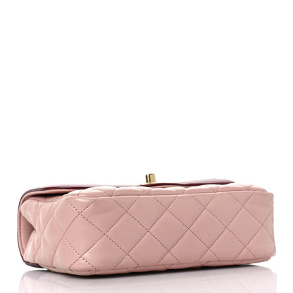 Chanel Lambskin Quilted Mini Two Tone Day Flap Pink Burgundy 4 of 13