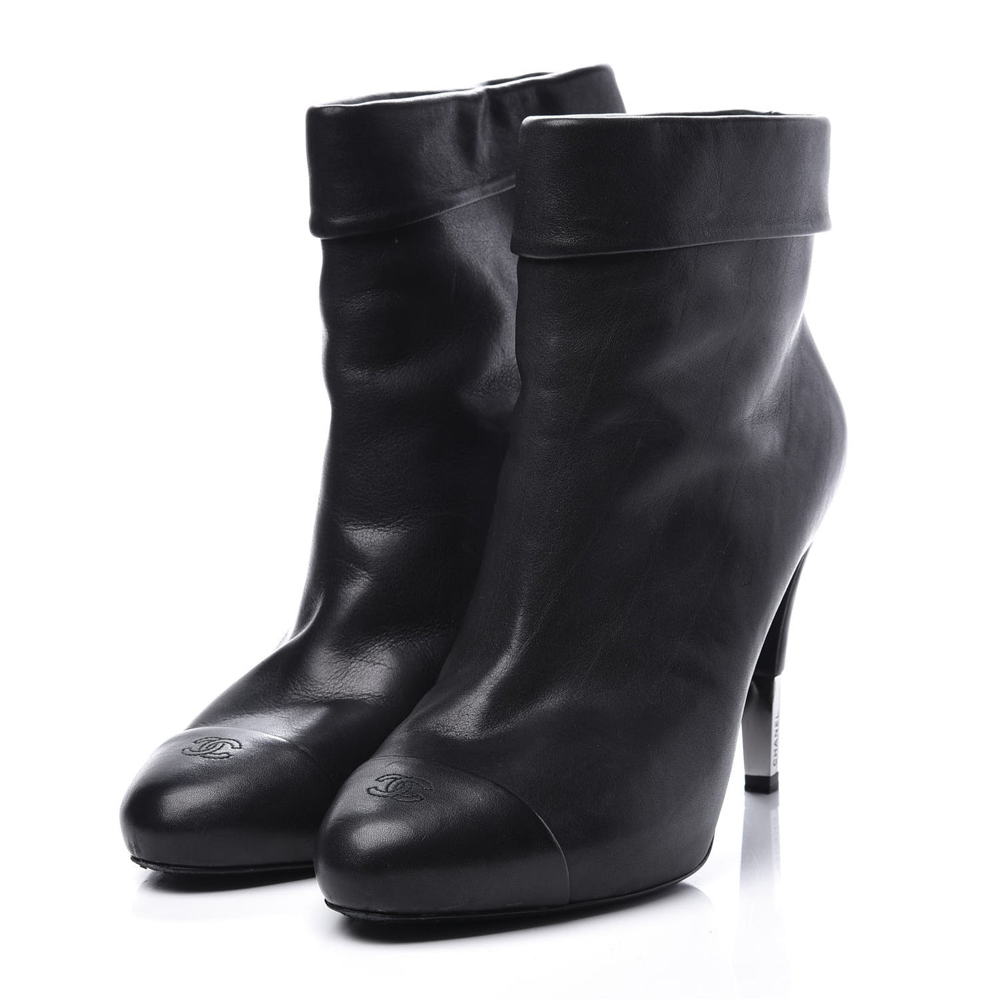 Lambskin CC Cap Toe Ankle Boots 39 Black