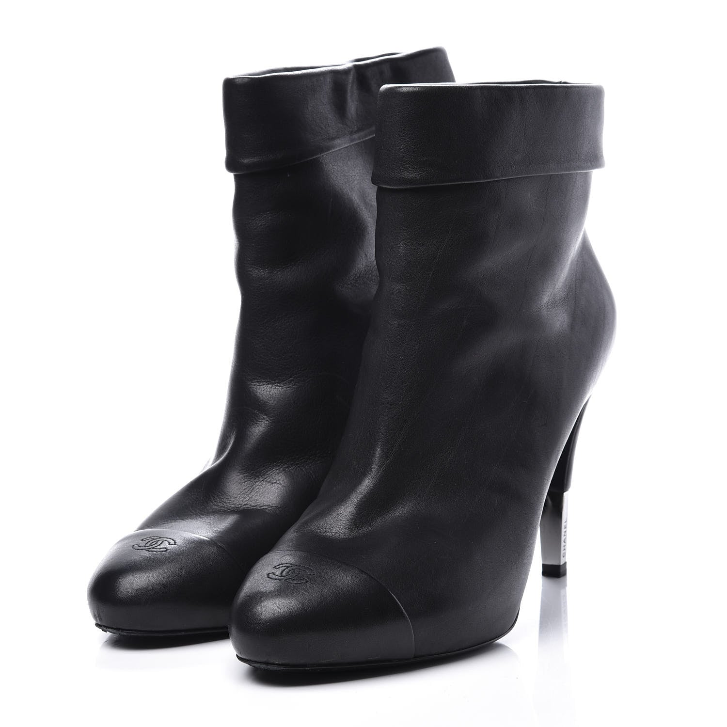 Chanel Lambskin CC Cap Toe Ankle Boots 39 Black 2 of 11