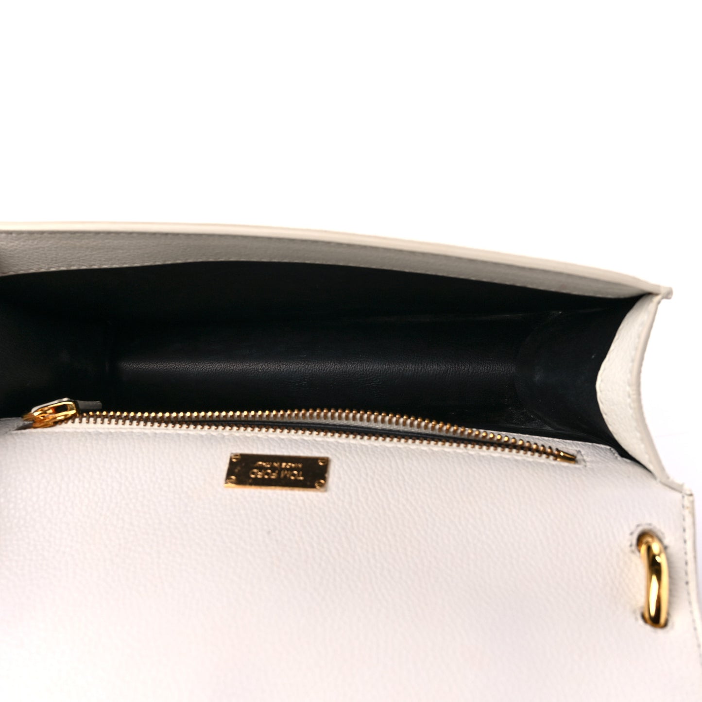 Grained Calfskin Tara Chain Shoulder Bag White