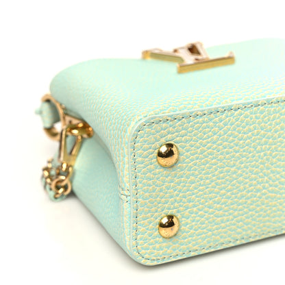 Louis Vuitton Taurillon Summer Stardust Mini Capucines  Vert D'eau 8 of 10