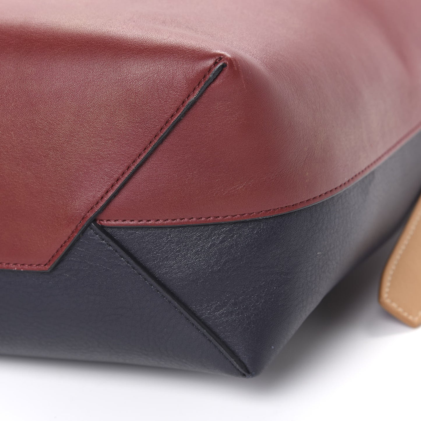 Shiny Smooth Calfskin Small Twisted Cabas Dark Ruby Navy