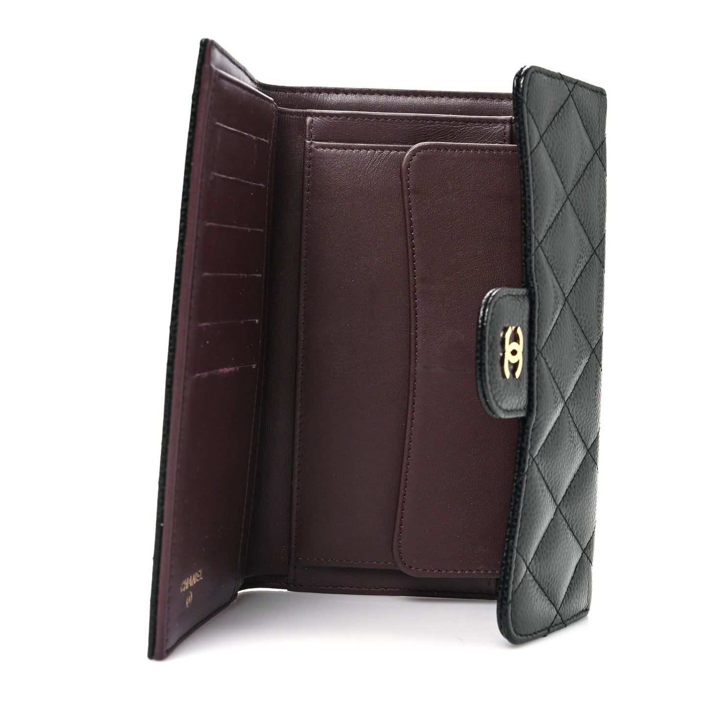 Caviar Quilted Large Flap Wallet Black