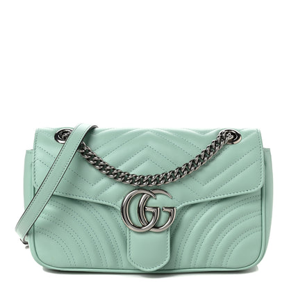Gucci Calfskin Matelasse Small GG Marmont Shoulder Bag Water Green 1 of 7
