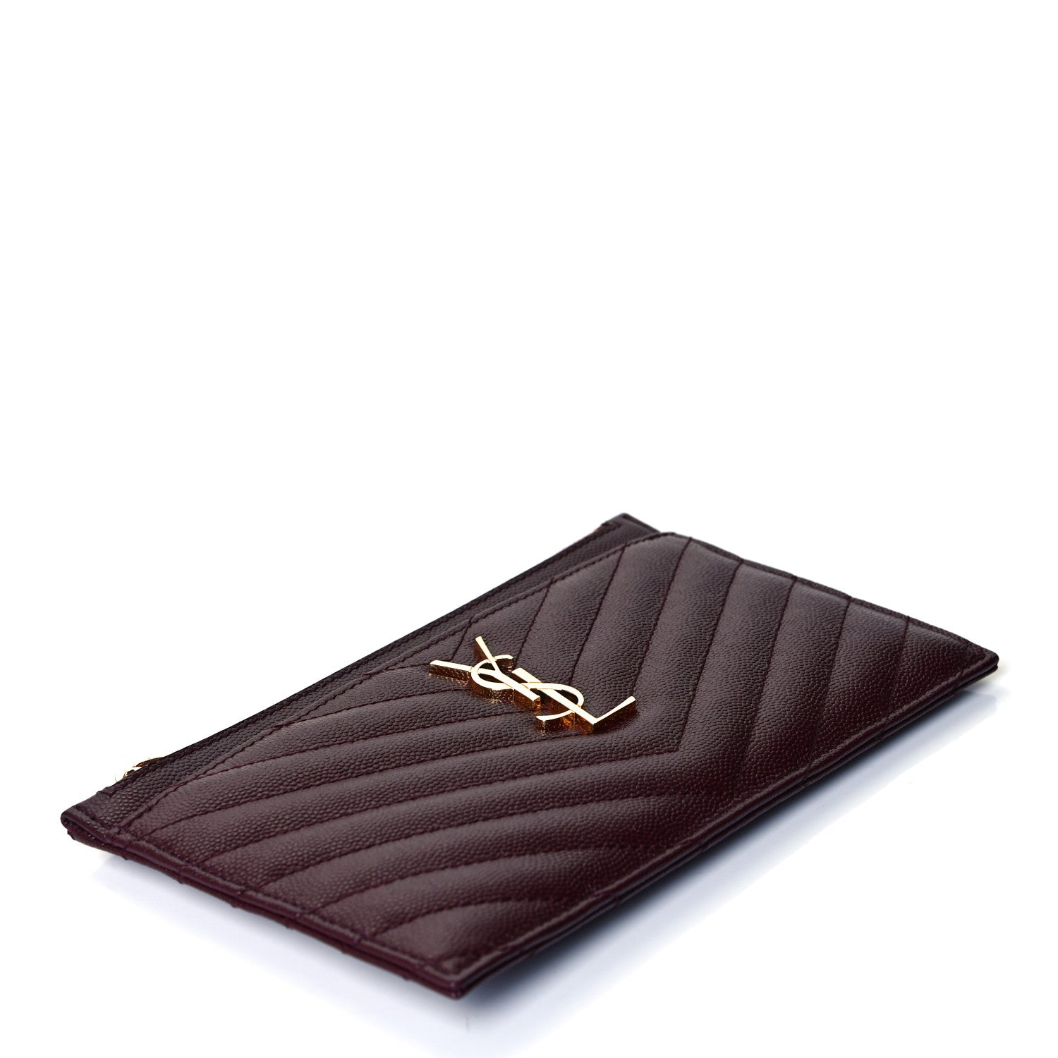 Saint Laurent Grain De Poudre Matelasse Chevron Monogram Bill Pouch Rouge Legion 4 of 8