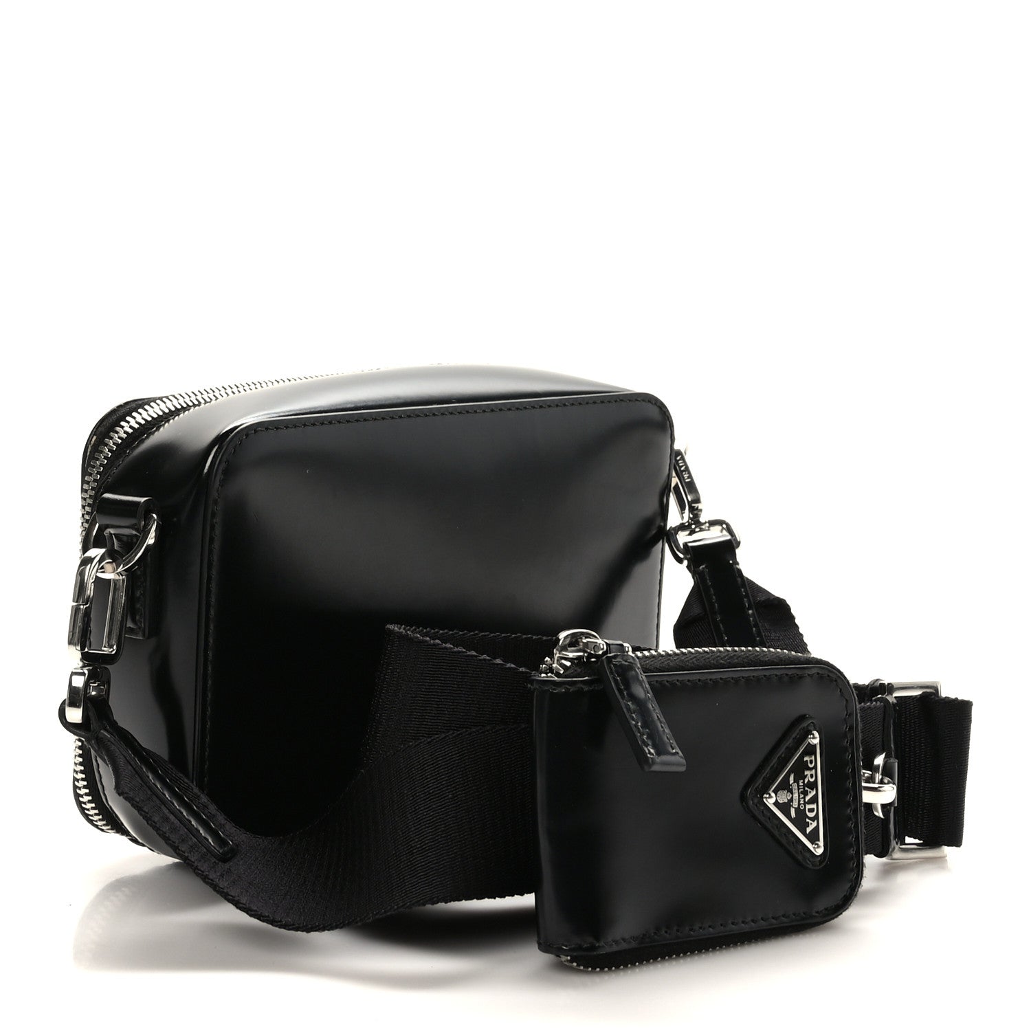 Prada Saffiano Travel Small Brique Crossbody Bag Black 3 of 8