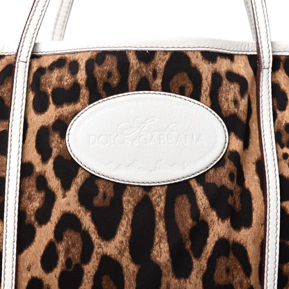 Dolce & Gabbana Canvas Leopard Print Medium Tote White 9 of 9
