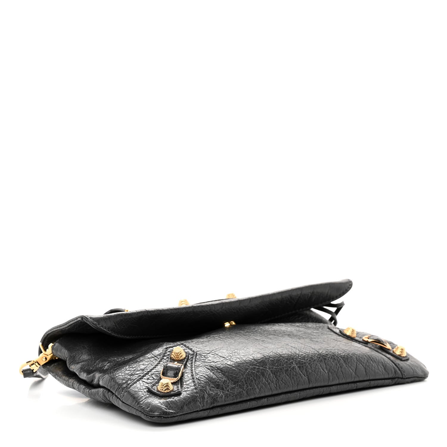 Balenciaga Agneau Giant 12 Gold Hardware Envelope Strap Clutch Gris Fossile 4 of 12