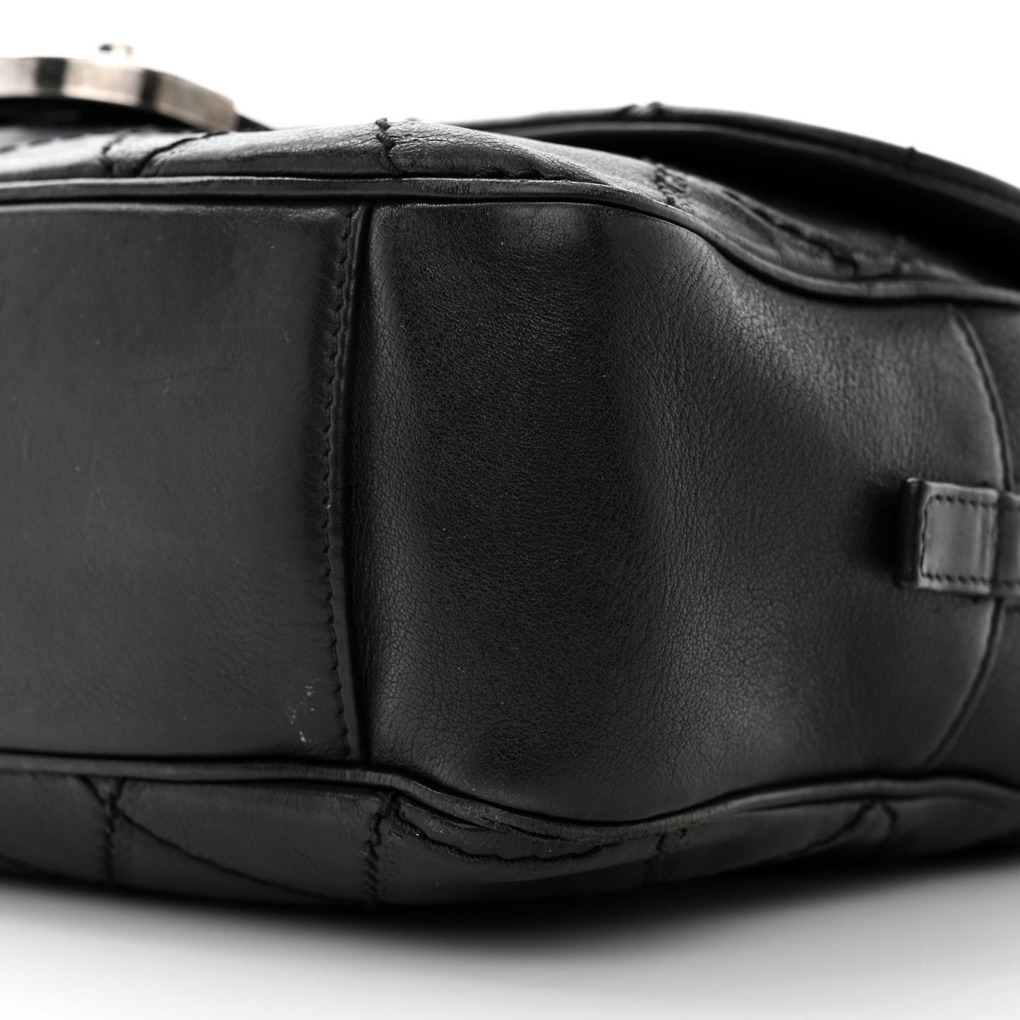 Calfskin Quilted Jumbo Coco Sporran Flap Black