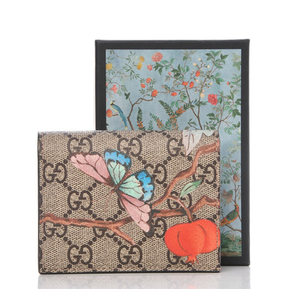 Gucci GG Supreme Monogram Tian Card Case Beige Multicolor Red 8 of 8