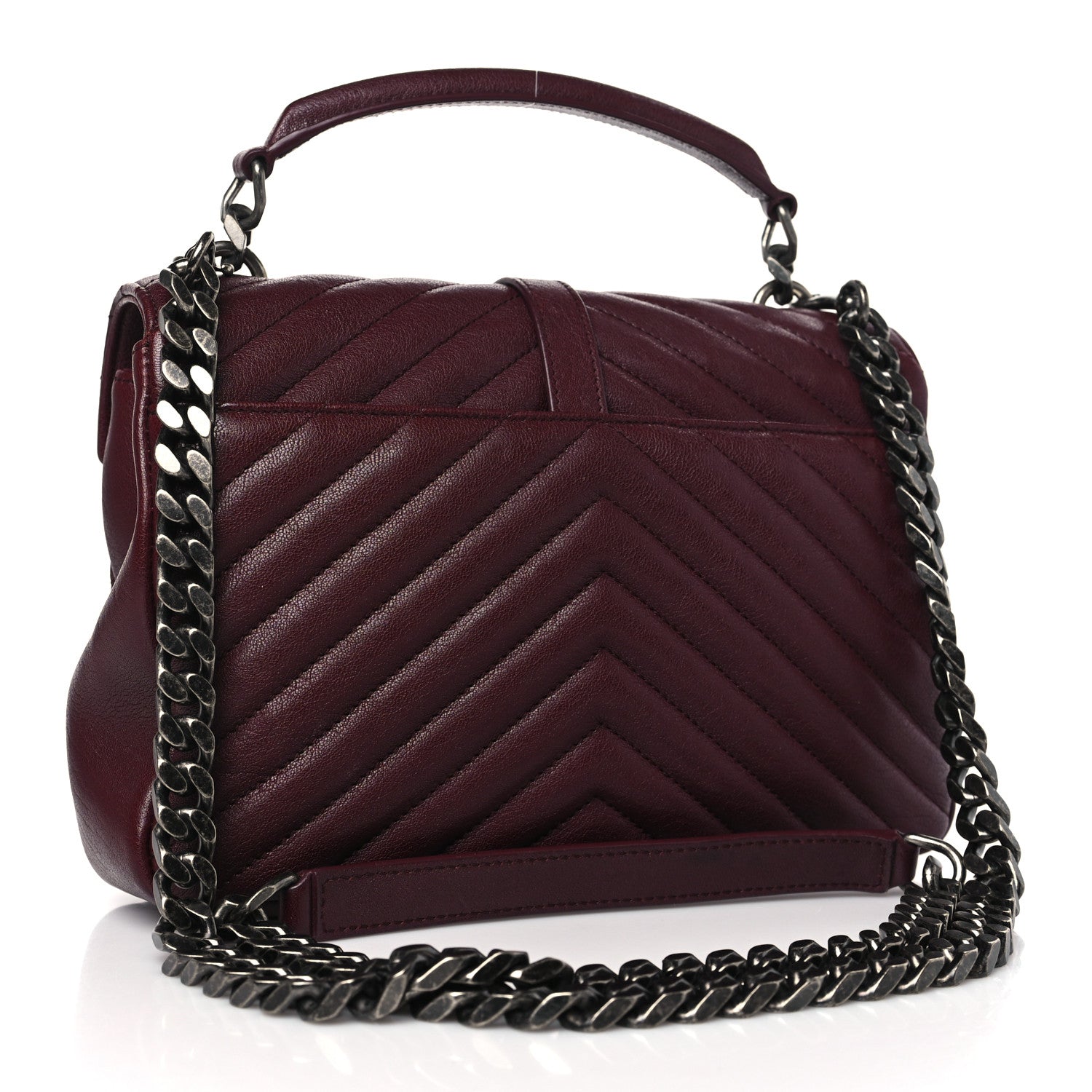 Saint Laurent Sheepskin Matelasse Chevron Monogram Medium College Bag Old Brandy 3 of 8