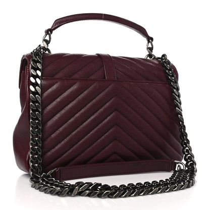 Saint Laurent Sheepskin Matelasse Chevron Monogram Medium College Bag Old Brandy 3 of 8
