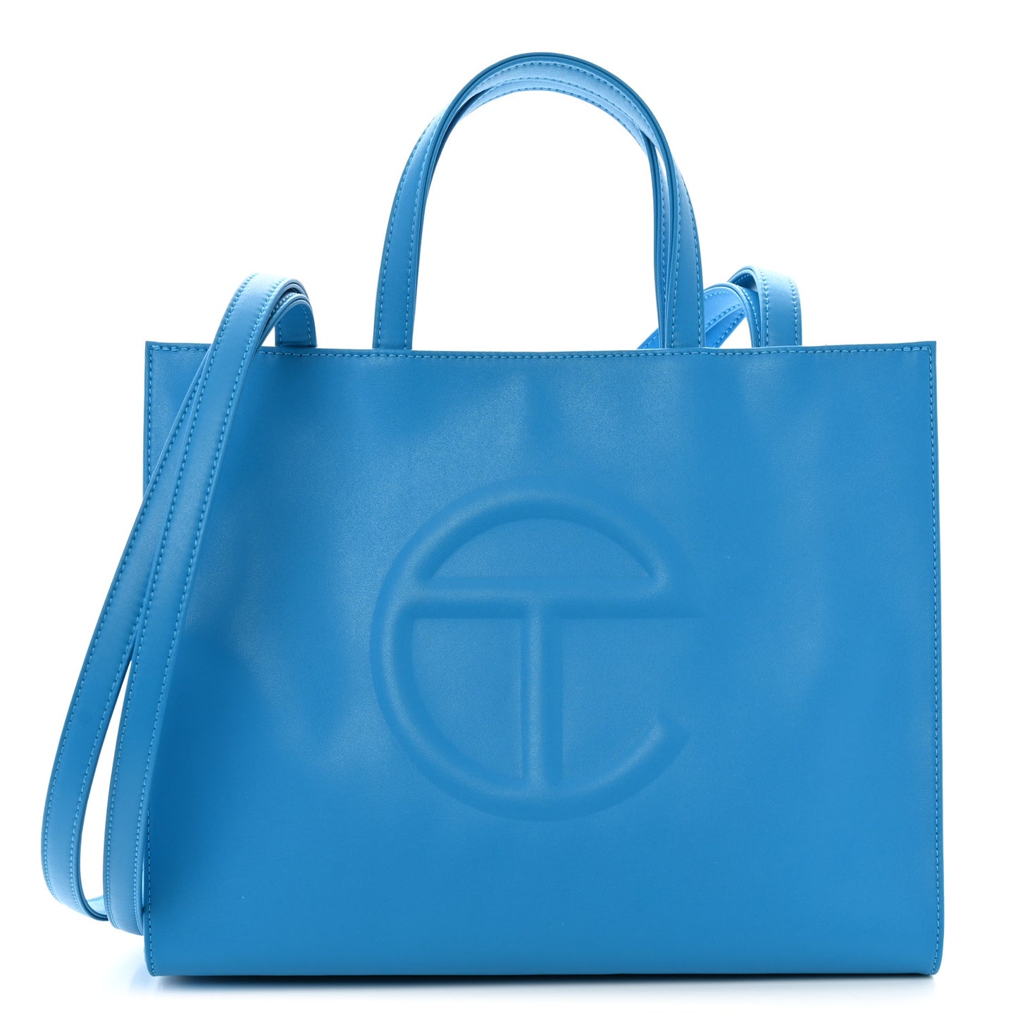 Vegan Leather Medium Shopping Bag Cyan