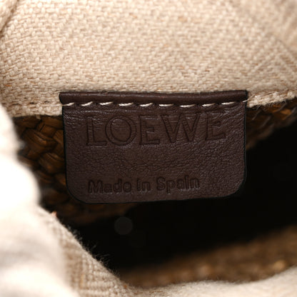 Loewe Iraca Palm Calfskin Anagram Square Pocket Bucket Bag Natural Brown 6 of 10