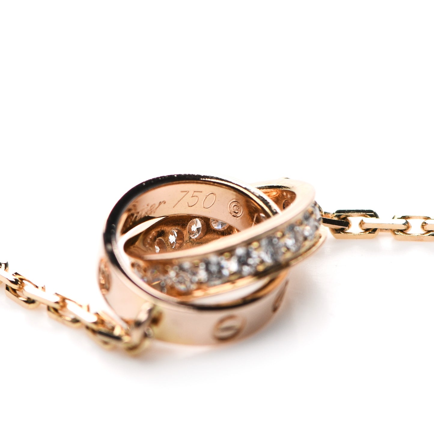 18K Pink Gold Diamond Interlocking LOVE Necklace