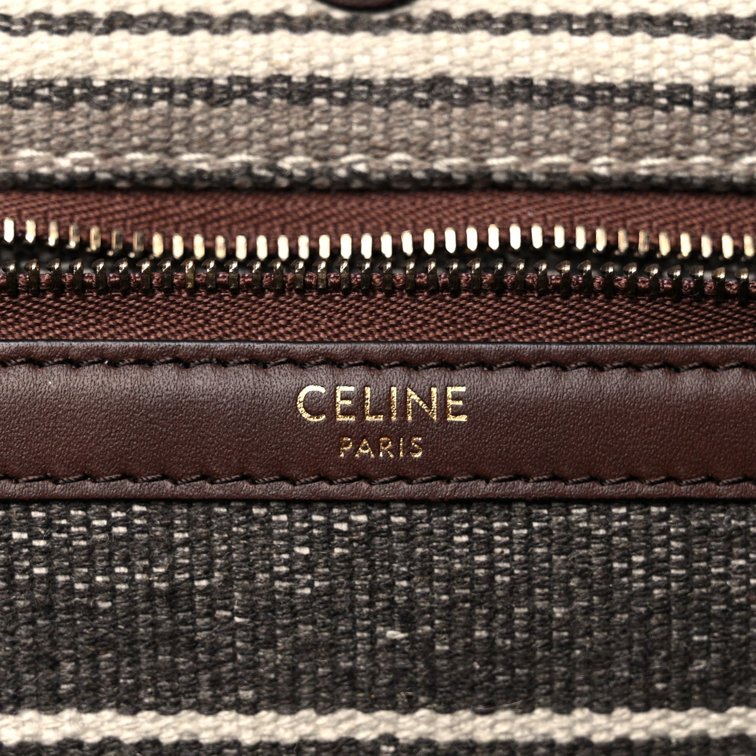 Celine Canvas Calfskin Jacquard Vertical Cabas Grey Brown 8 of 8