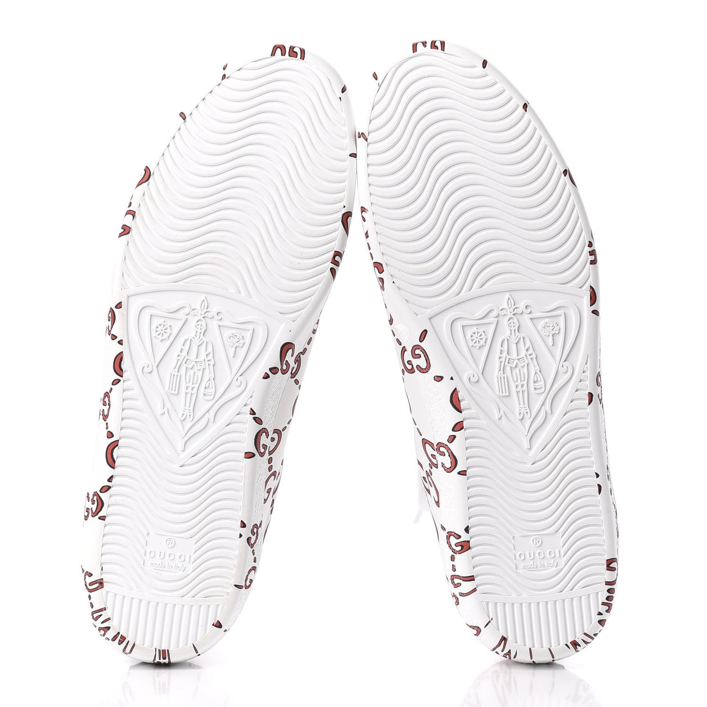 Calfskin GucciGhost Print Mens Ace Sneakers 11 White Hibiscus Red