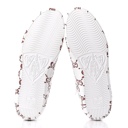 Gucci Calfskin GucciGhost Print Mens Ace Sneakers 11 White Hibiscus Red 5 of 10