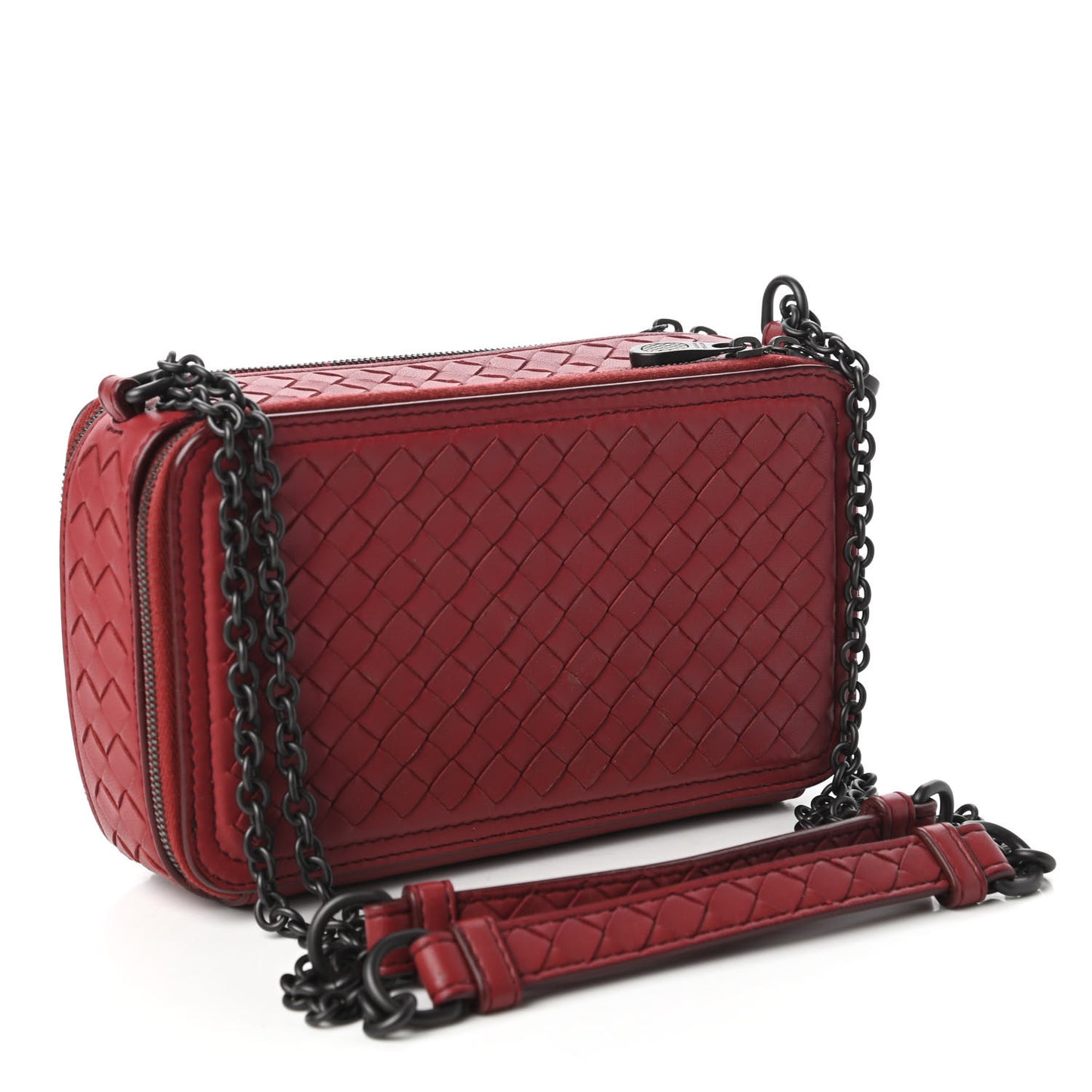 Nappa Intrecciato Camera Bag Red
