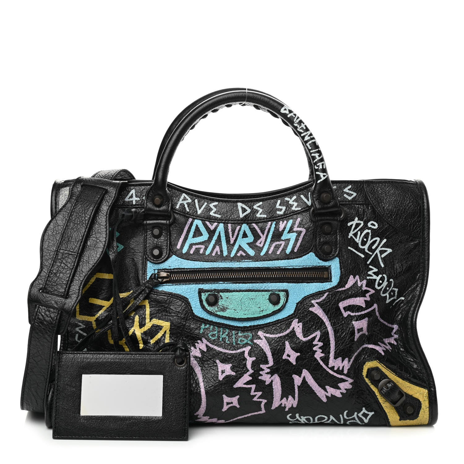 Balenciaga Agneau Graffiti All Over Classic Hardware City Black Multicolor 1 of 10