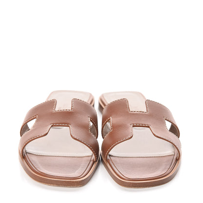 Hermes Box Calfskin Oran Sandals 35 Gold 2 of 8
