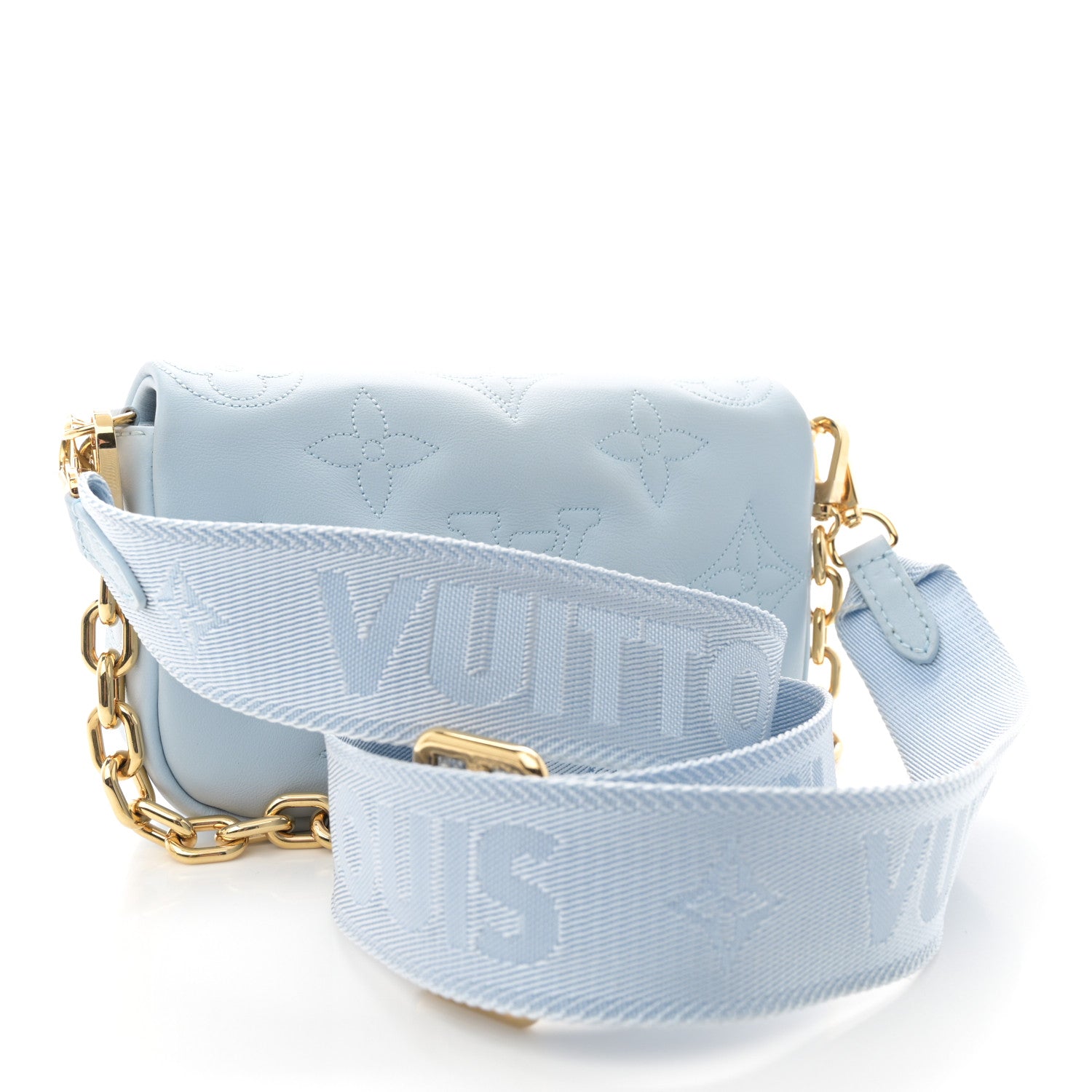 Louis Vuitton Calfskin Bubblegram Wallet On Strap Ice Blue 3 of 10
