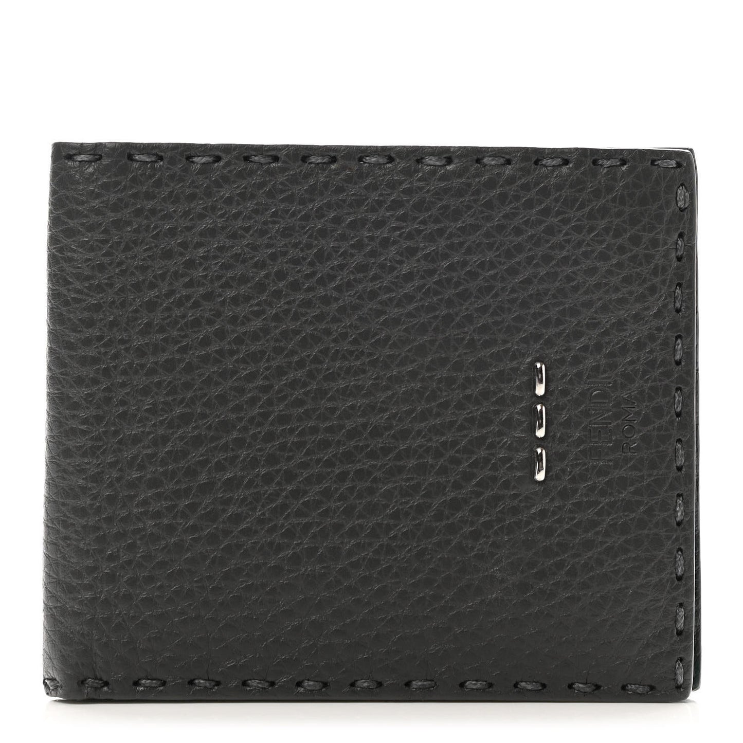 Cuoio Romano Selleria Metal Stitch Bi-Color Bi-Fold Wallet Asfalto Emerald